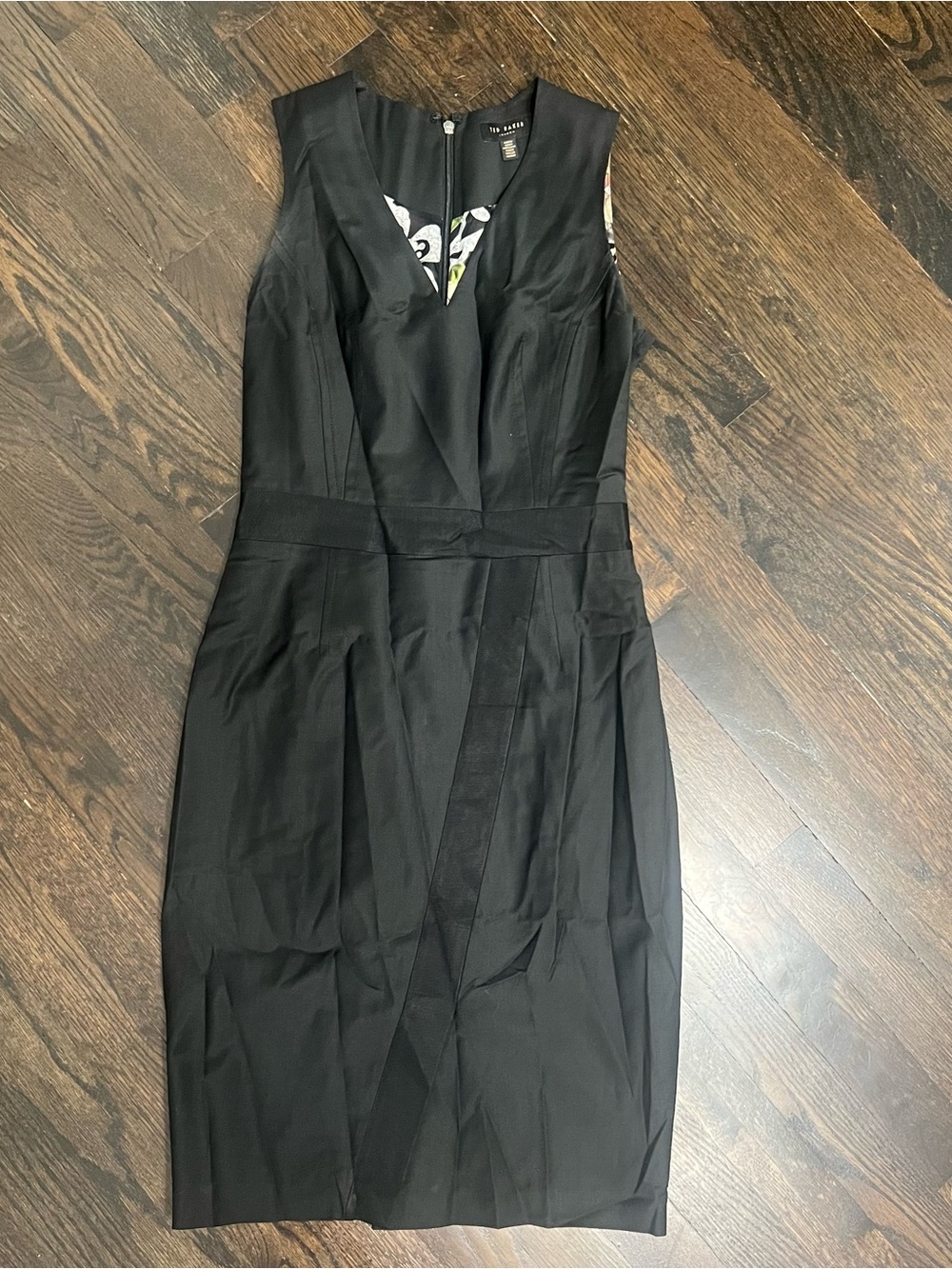 Ted Baker London Black Wool Blend Sleeveless V Neck Sheath Dress Size 1